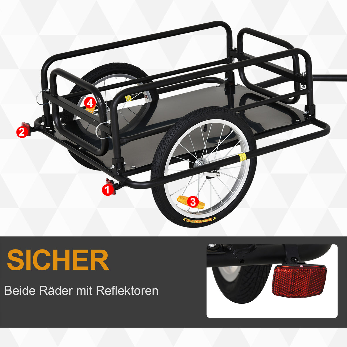 Bike Cargo Trailer in Steel Frame Extra Bicycle Storage Carrier with Hitch-Black