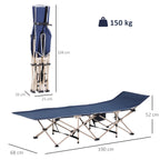 Feldbett, Camping-Bett, klappbar, wetterbeständig, ink. Tragetasche, 190 cm x 68 cm x 52 cm, Blau