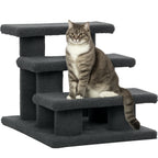Katzentreppe 3 Stufen Tiertreppe Treppe für Katze Haustiertreppe 45 x 35 x 34 cm Grau
