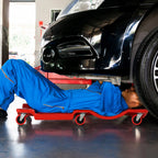 Mechanic Vehicle Creeper, Under-Car Rolling Crawler Board, with Headrest, Wheels, Red