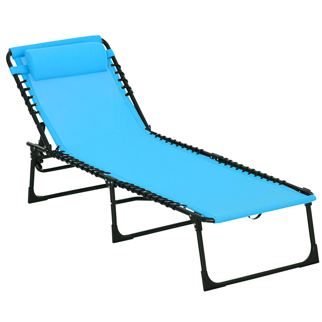 Sonnenliege, klappbar, atmungsaktiver Bezug, Metallrahmen, 189 x 58 x 30 cm, Blau