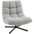 Sessel Drehbar Loungesessel mit Breiter Sitzfläche, wasserabweisend Chenille-Optik, gekreuzt Stahlbeine, Hellgrau
