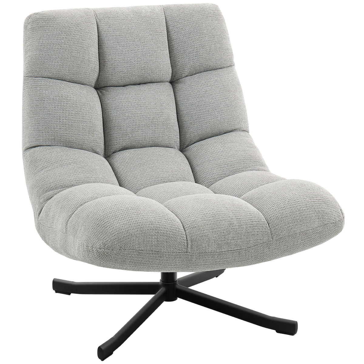 Sessel Drehbar Loungesessel mit Breiter Sitzfläche, wasserabweisend Chenille-Optik, gekreuzt Stahlbeine, Hellgrau