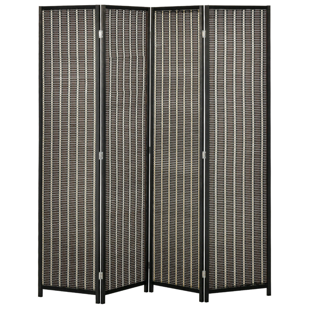 Raumteiler, faltbar, Kiefernholz/Bambus, 180 x 180 cm, Braun/Schwarz