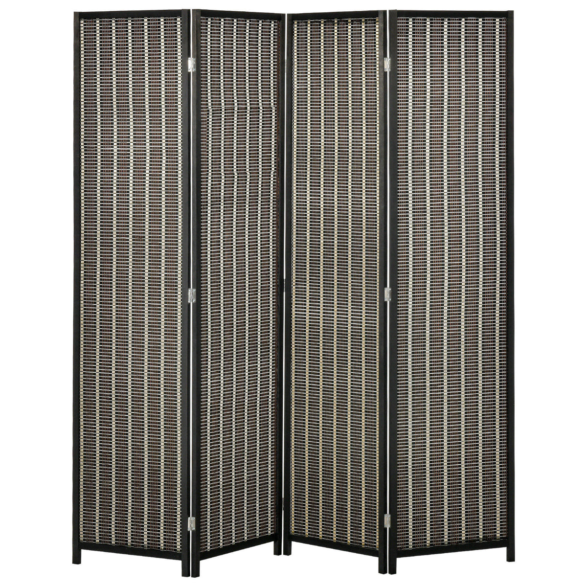 Raumteiler, faltbar, Kiefernholz/Bambus, 180 x 180 cm, Braun/Schwarz