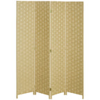 Wave Fibre Freestanding Folding Privacy Screen Panels, Room Divider, Brown