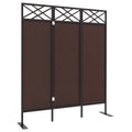 Raumteiler Paravant, Vintage-Design, 3-teilig, 148 cm x 33cm x 181 cm, Braun + Schwarz