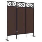 Raumteiler Paravant, Vintage-Design, 3-teilig, 148 cm x 33cm x 181 cm, Braun + Schwarz