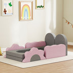 12-teiliges Set Schaumstoffbl?cke zum Klettern, Bauen, Krabbeln, Indoor-Spielmatten mit Cordbezug, Grau+Rosa