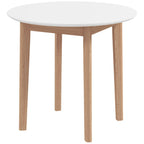 Esstisch Küchentisch Runder Tisch, Skandi-Design, 75 cm x 75 cm x 76 cm, Weiß + Natur