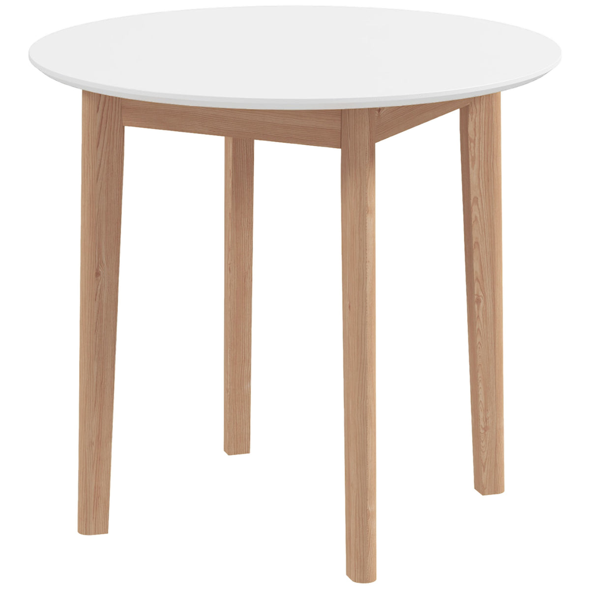 Esstisch Küchentisch Runder Tisch, Skandi-Design, 75 cm x 75 cm x 76 cm, Weiß + Natur