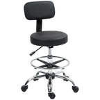 Bürostuhl, Kompakter Drehstuhl, höhenverstellbar, mit Fußstütze, 360° drehbar, Kunstleder, Metall, Schwarz