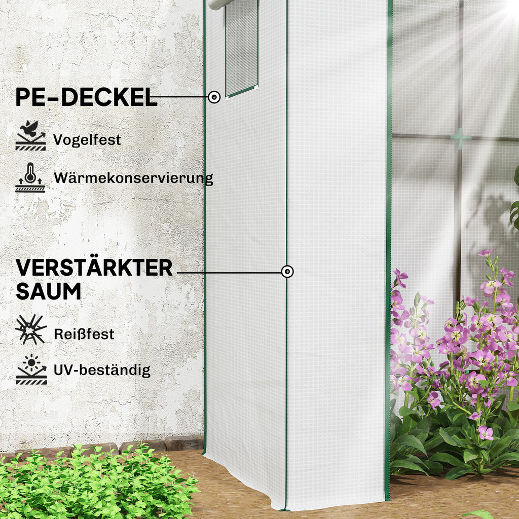 Tomatengewächshaus Rolltor Netzfenster 196 x 77 x 197 cm Weiß