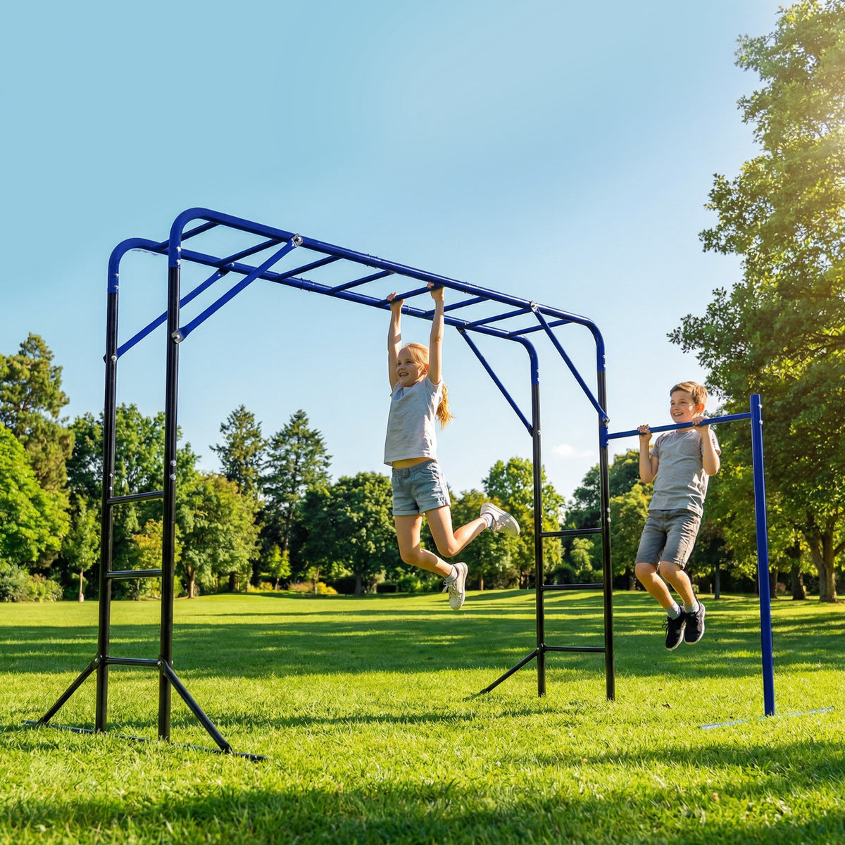Klettergerüst Outdoor Kletterturm mit Turnstange Klimmzugstange für 3-8 Jahre Kinder bis 150kg 250x190x180 cm Schwarz