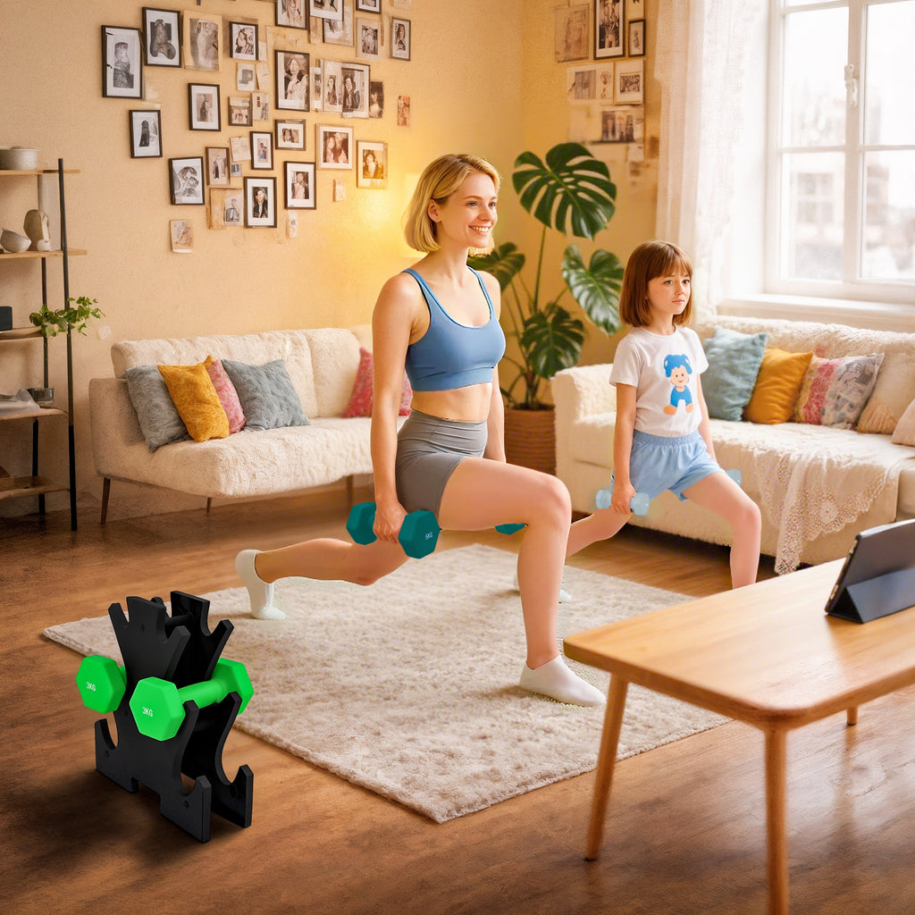 Hantelset mit Aufbewahrungsgestell, Set mit 6 Hanteln f¨¹r Fitness-Training, 2 x 1kg, 2 x 3kg, 2 x 5kg