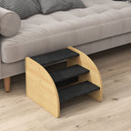 Haustiertreppe Hundetreppe, 3 Stufen, kleiner Hund, 38,5 cm x 38,5 cm x 30 cm, Eiche + Schwarz