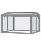 Frühbeet Treibhaus Gewächshaus Frühbeetkasten Pflanzenbeet mit Abdeckung aus Holz und Polycarbonat wetterfest Hellgrau 90 x 80 x 58 cm