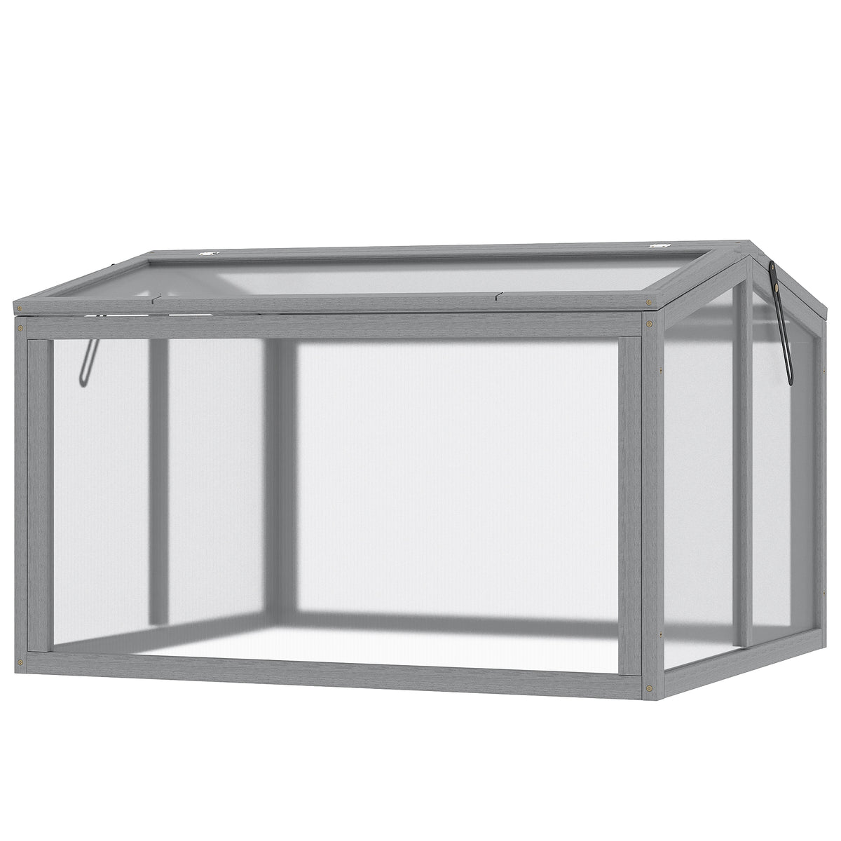 Frühbeet Treibhaus Gewächshaus Frühbeetkasten Pflanzenbeet mit Abdeckung aus Holz und Polycarbonat wetterfest Hellgrau 90 x 80 x 58 cm