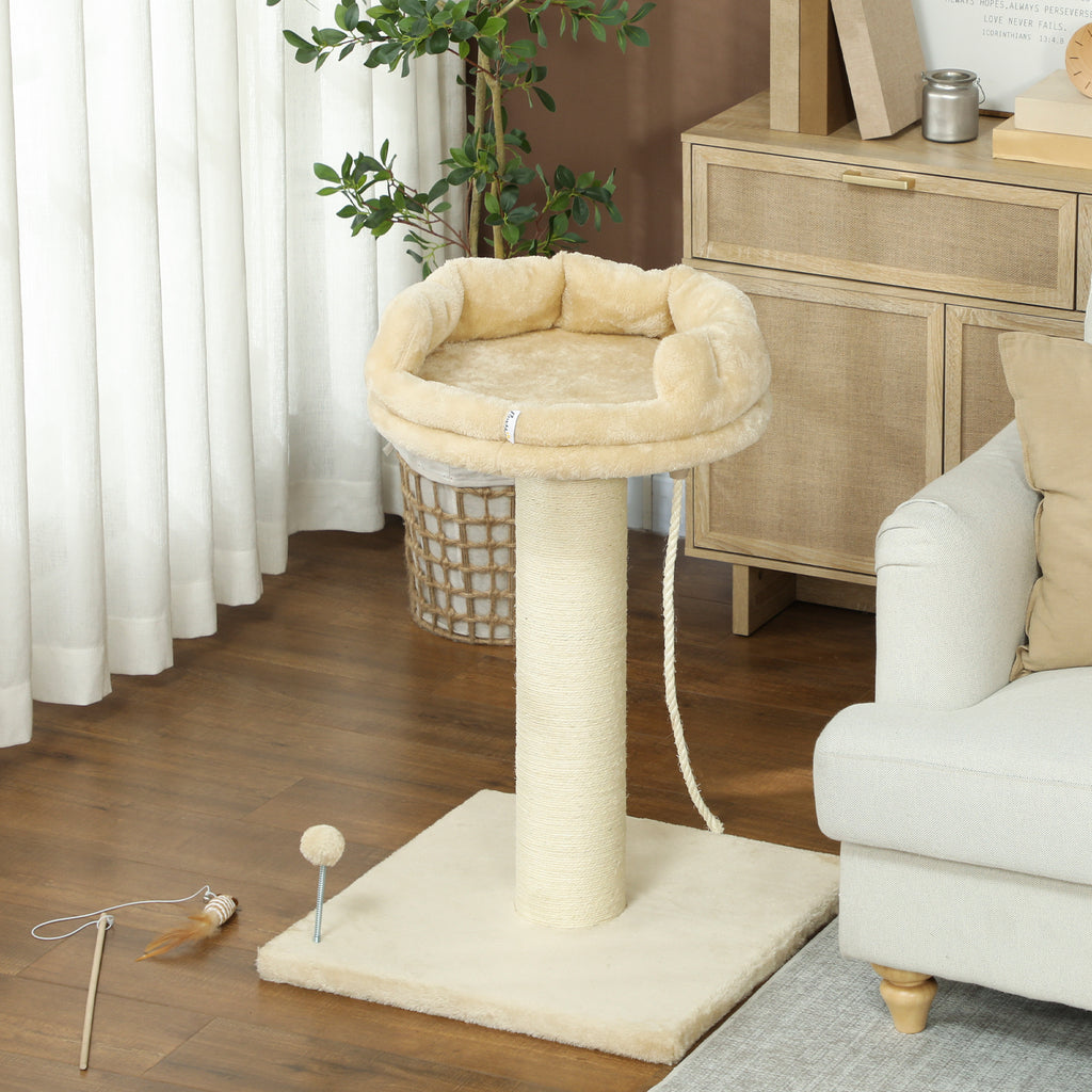 Kratzbaum Katzenbaum Katzenbett, 1 Katzenbett, inkl. Katzenspielzeug, 55 cm x 55 cm x 83 cm, Beige