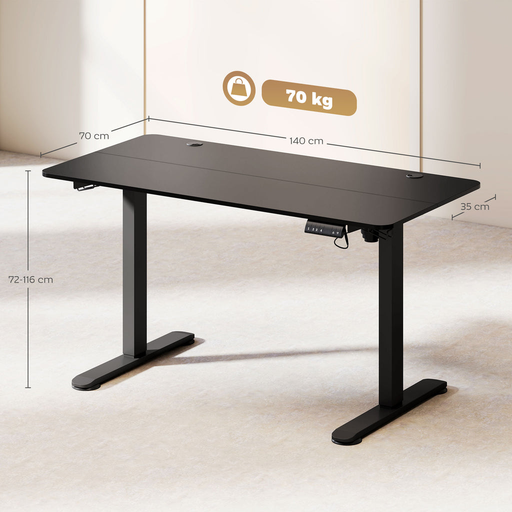 Stehpult h?henverstellbarer Computertisch Schreibtisch, 140 cm x 70 cm x 116 cm, Schwarz