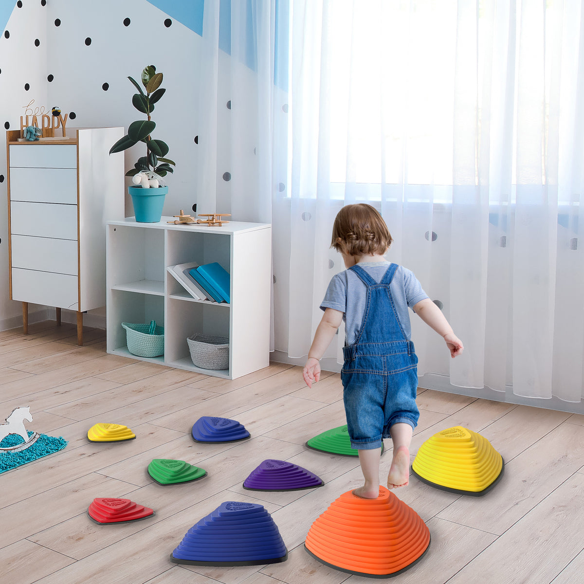 9er-Set Trittsteine, rutschfestes Design, f¨¹r drinnen & drau?en, stapelbar, Bunt