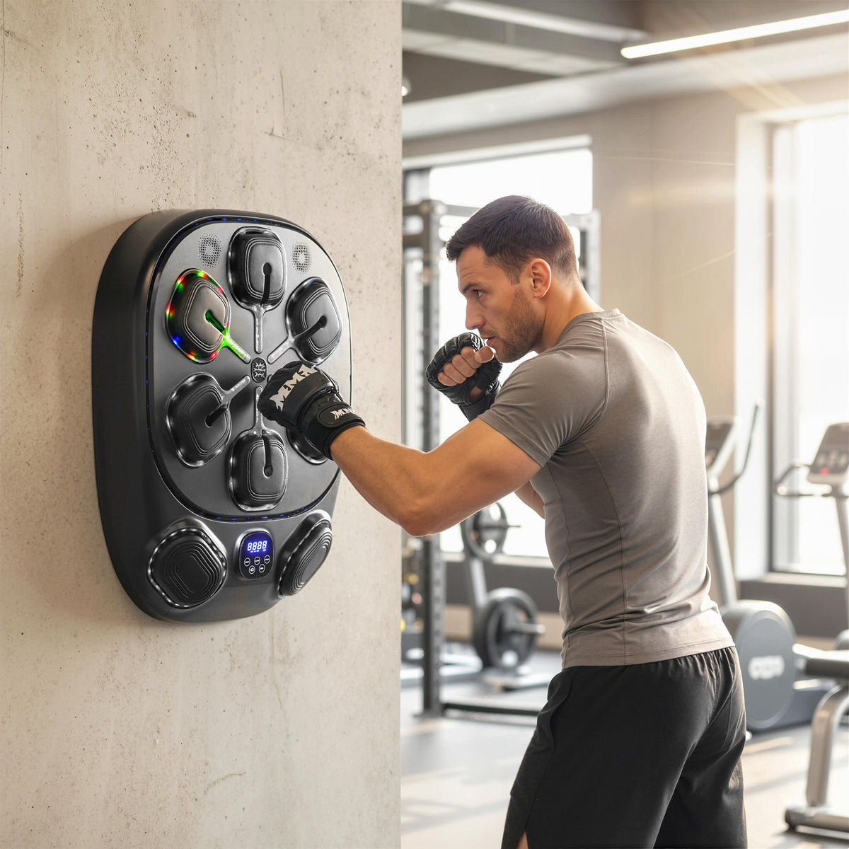 Music Boxing Machine, elektronische LED Boxmaschine mit Doppel Schlagzonen Bluetooth Handschuhen 9 Geschwindigkeit