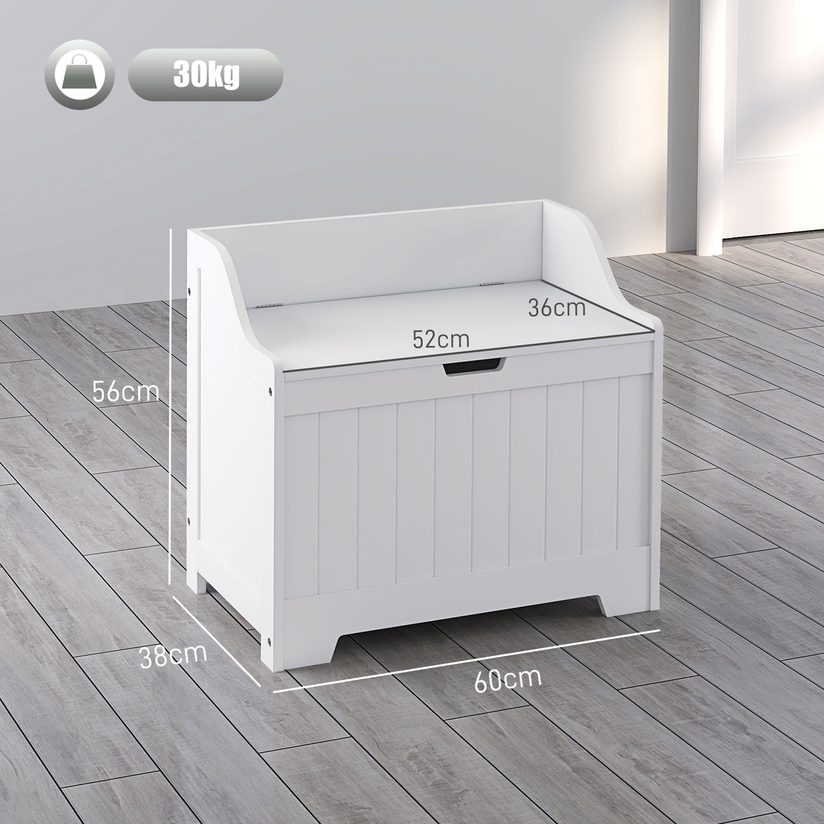 Aufbewahrungstruhe, Holzkiste mit Deckel, viel Stauraum, modernes Design, Wei?