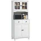 Freistehender K¨¹chenschrank mit Arbeitsplatte f¨¹r Mikrowelle, Kaffeemaschine, Schr?nke, Glast¨¹ren, Wei?