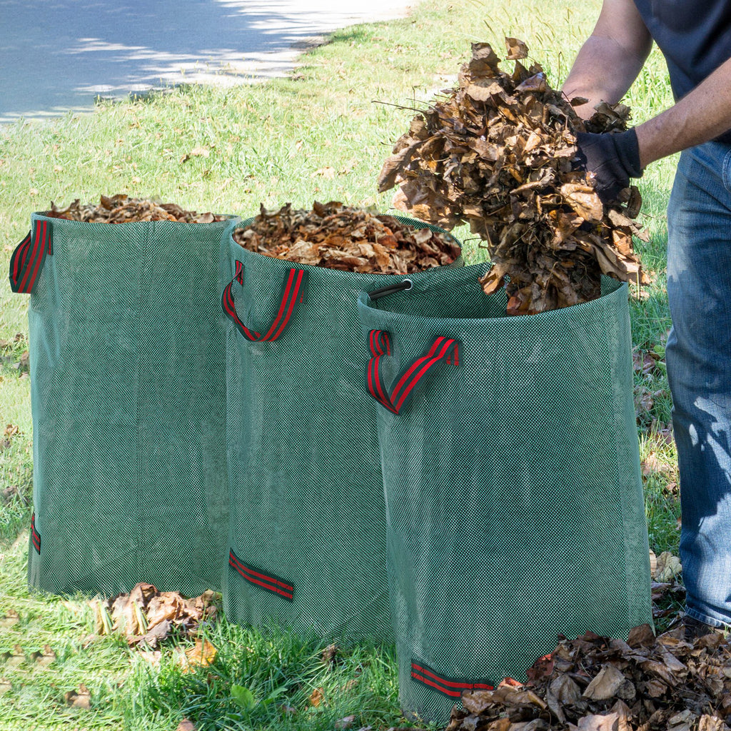Gartensack 3x120L wasserdicht Gartenabfallsack mit Griffe, stabil Laubsack UV Schutz Gr¨¹n
