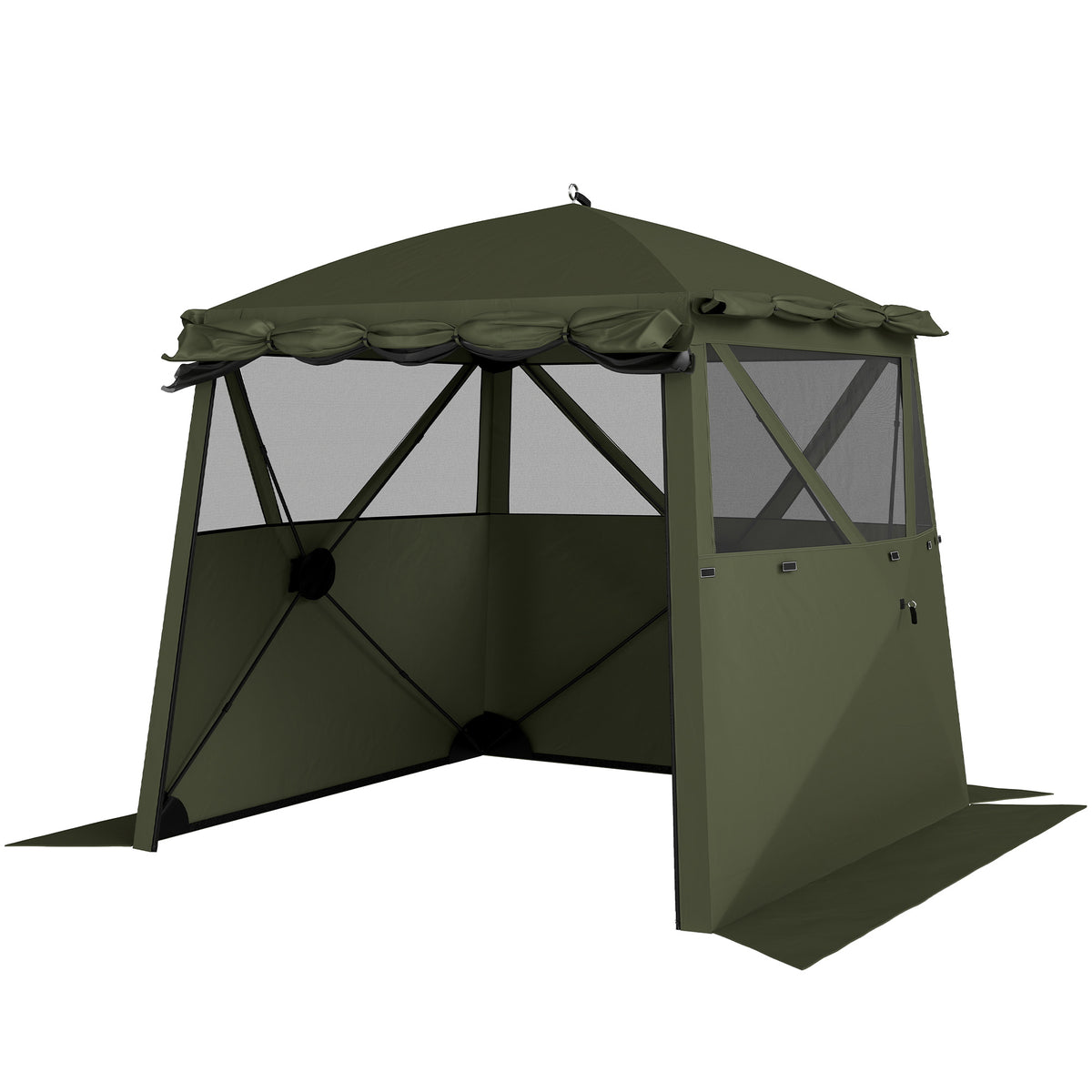 Pop Up Gazebo Waterproof Instant Shelter with Awning Mesh Windows for Camping Patio 2 x 2 m, Army Green