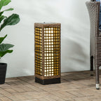 Außenleuchte, Gartenlampe, Solarbetrieb, 8h Leuchtdauer, Einschaltautomatik, Rattanoptik, 15,5 x 15,5 x 46 cm