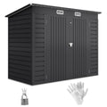 3.7 x 7.9ft Galvanised Steel Shed, with Latched Door and Padlock - Grey