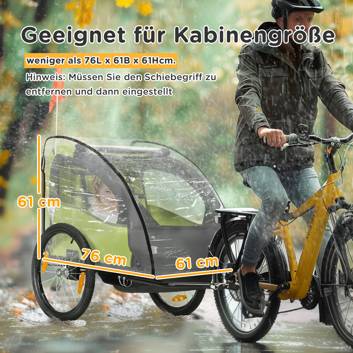 Baby Bike Trailer Cover, Anti Dust Rain Snow, Cold Wind, 76 x 61 x 61 cm
