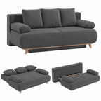 Schlafsofa mit verstellbarer Rückenlehne, Bettfunktion, verstecktem Stauraum und Cordbezug, Grau