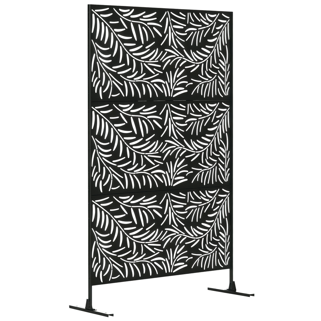 Sichtschutzwand, wetterbeständig, Stahl, 122 cm x 45 cm x 198 cm, Schwarz