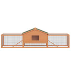 Wooden Rabbit Hutch with Run, Tray, Ramps, Asphalt Roof, 309 x 70 x 87cm, Orange