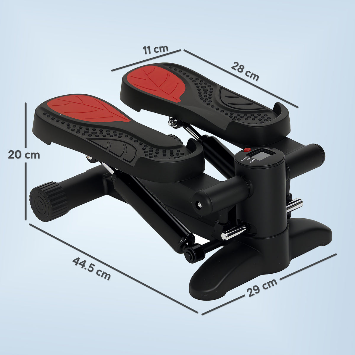 Mini-Stepper, Kompaktes Stepper-Gerät für Workout, Fitness-Stepper mit LCD-Monitor und rutschfesten Pedalen, Schwarz