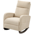 Schaukelstuhl, gepolsterter Schaukelsessel mit Cordstoff, Seitentaschen für Wohnzimmer, Schlafzimmer, Beige