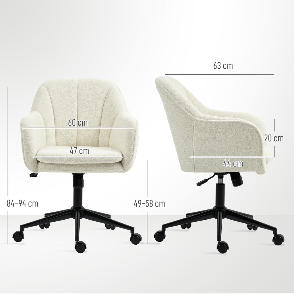 B¨¹rostuhl mit Stoffbezug in Schneeflanelloptik, Schminkstuhl mit gew?lbter R¨¹ckenlehne, f¨¹r Schlafzimmer, Beige