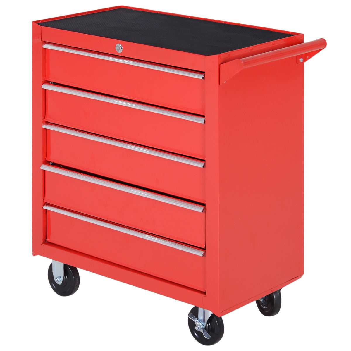 Rollschrank, Werkzeugschrank f¨¹r Garage, Schuppen, Stahl, 69L x 33B x 75H cm, Rot