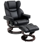 Relaxsessel mit Hocker, Liegefunktion, drehbar, bis 160 kg, Kunstleder, Metallrahmen, schwarz, 80 x 79 x 100 cm