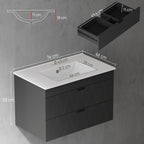 Waschbeckenunterschrank H?ngender Unterschrank mit Keramikwaschbecken Soft-Close-Schubladen Schwarz
