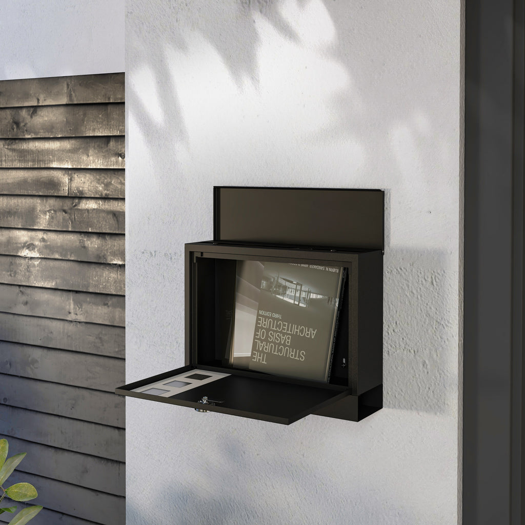 Wall Mounted Letterbox, Weatherproof Post Box, Modern Mailbox with 2 Keys and Viewing Windows, Easy to Install