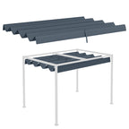 Pergola Cover Roof, 2.86 x 2.45 m Retractable Sun Shade Top for 3 x 2m Pergola Frame, UV30+ Protected, Dark Grey