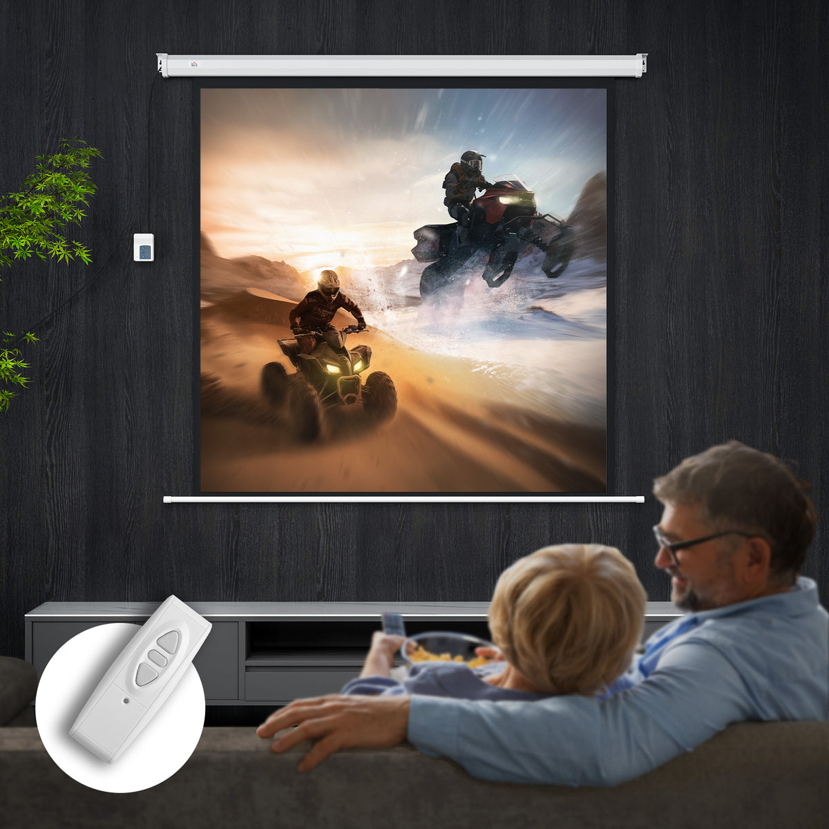 Beamer Leinwand 176,5 x 176,5 cm 85 Zoll 1:1 HD 4K Rollo-Leinwand für Heimkino für Heimkino Büro-Präsentationen