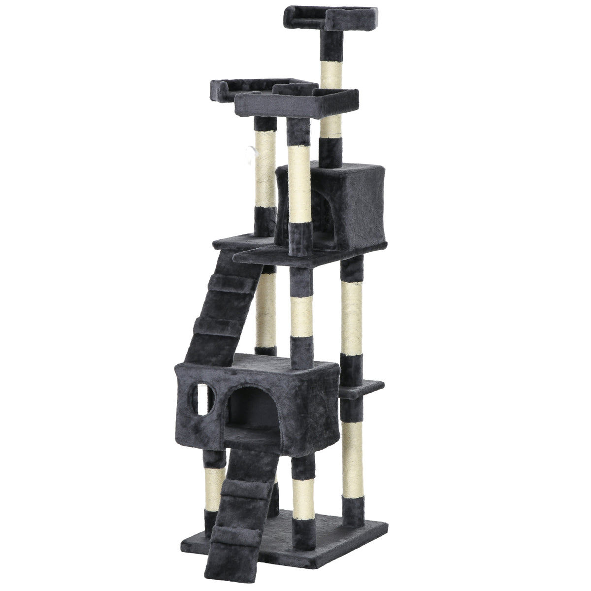 173cm Cat Tree Scratching House, Activity Play Centre, Charcoal Grey