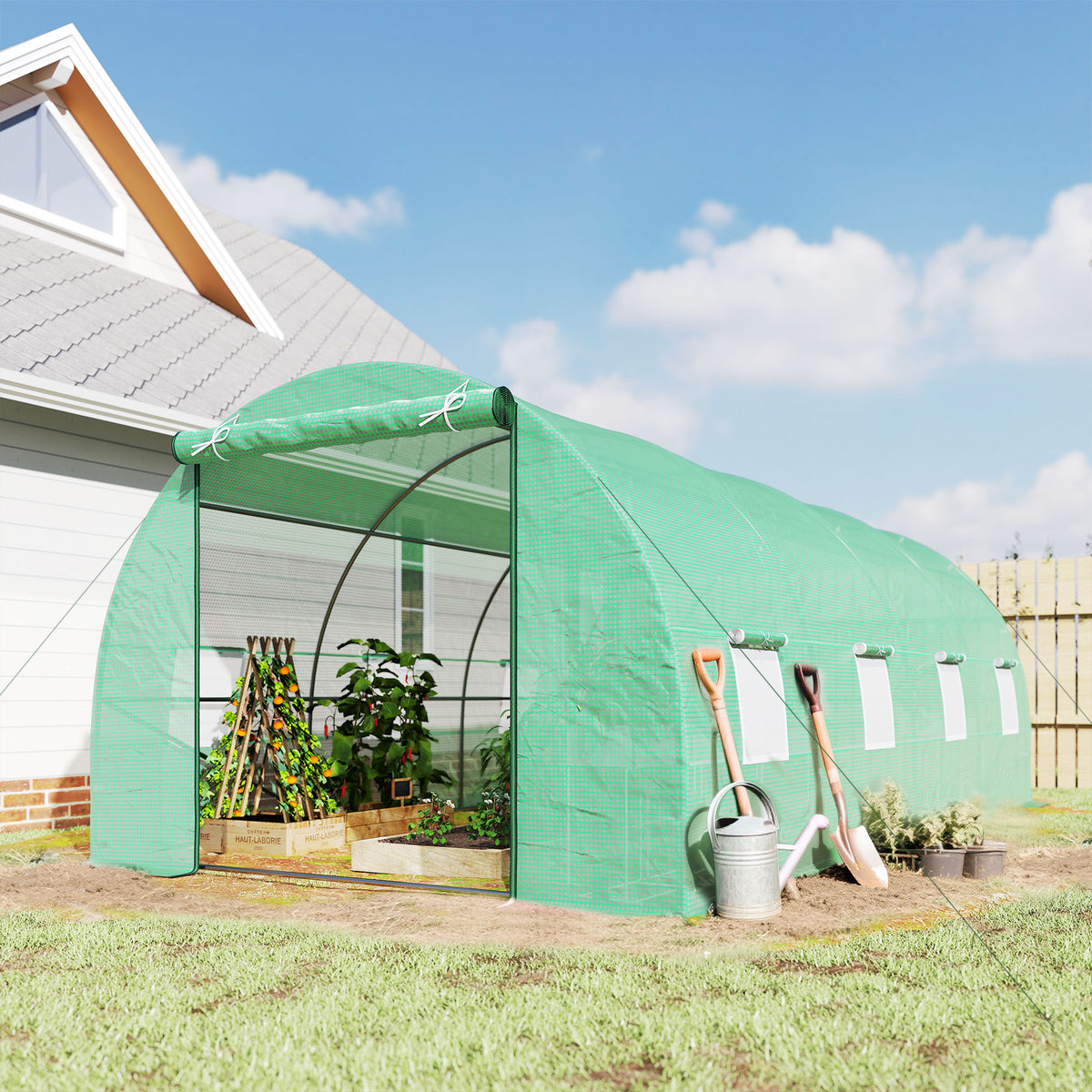 6 x 3 x 2m Walk-in Outdoor Garden Greenhouse Polytunnel with Door and Windows