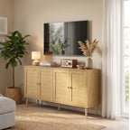 Sideboard Küchenschrank mit 4 Soft-Close-Türen 140x40x75 cm Natur
