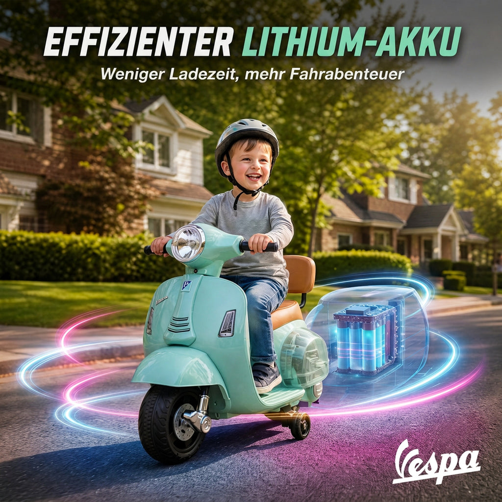 Elektro Motorrad Kinder Mini Vespa GTS 6V Elektromotorrad Grün