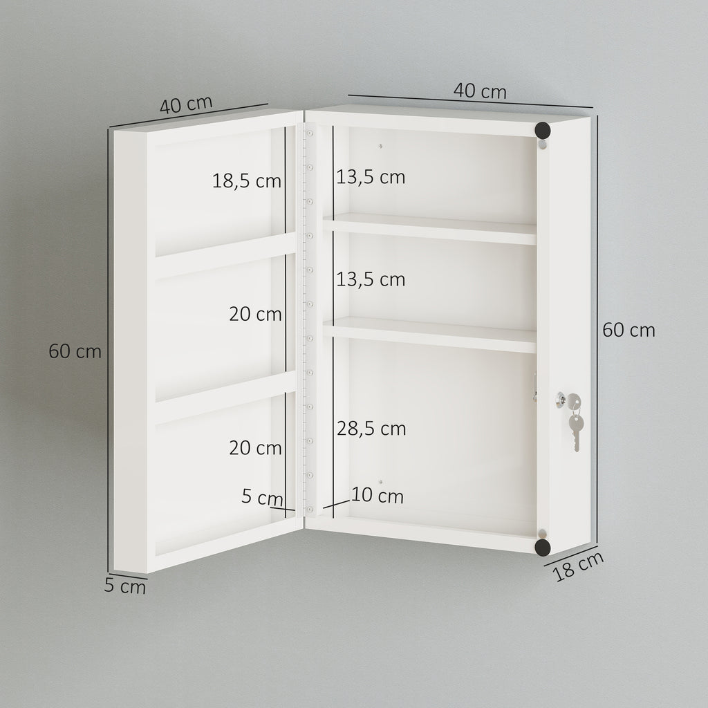 Medizinschrank, abschließbarer Medikamentenschrank mit 6 Regalen für Küche, Flur